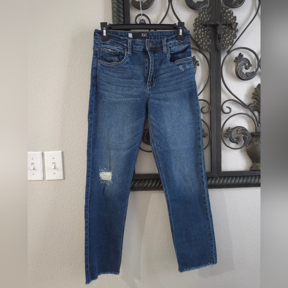 Kut From The Kloth Rachel Ripped Raw Hem Mom Jeans - Picture 2 of 10